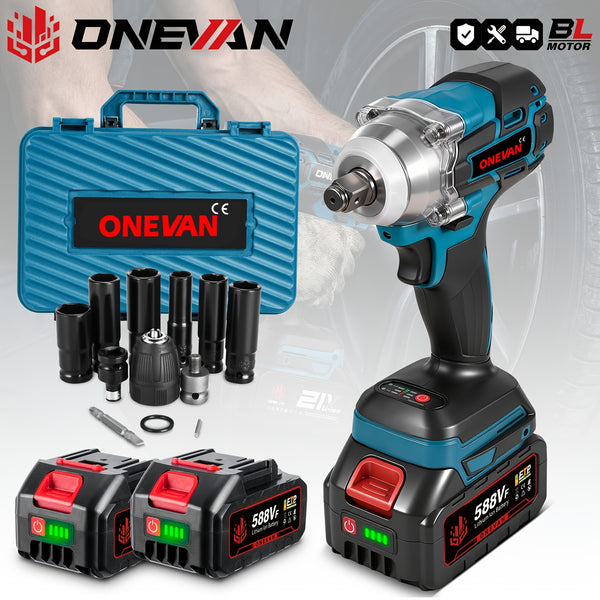 Brushless Electric Wrench, 1/2 Inch Impact Wrench Set,, with LED Work Light, 2 Forward Speeds, 2 Reverse Speeds, for Home DIY/Electric Tools Home DIY/Electric Tools, Furniture Installation Scaffolding Electric Tools, ONEVAN