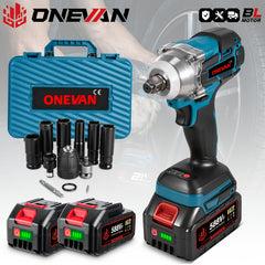 Brushless Electric Wrench, 1/2 Inch Impact Wrench Set,, with LED Work Light, 2 Forward Speeds, 2 Reverse Speeds, for Home DIY/Electric Tools Home DIY/Electric Tools, Furniture Installation Scaffolding Electric Tools, ONEVAN