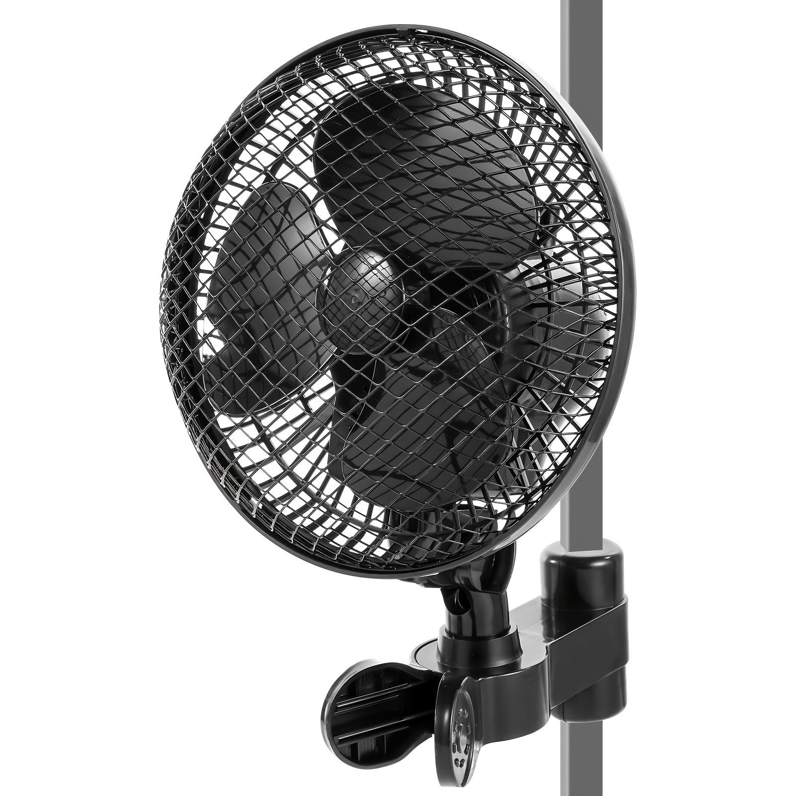 Clip-On Fan Designed for Side Rails in Grow Rooms, Ideal for Indoor Use, Homes, Warehouses, Greenhouses, And Basements, in Black Color