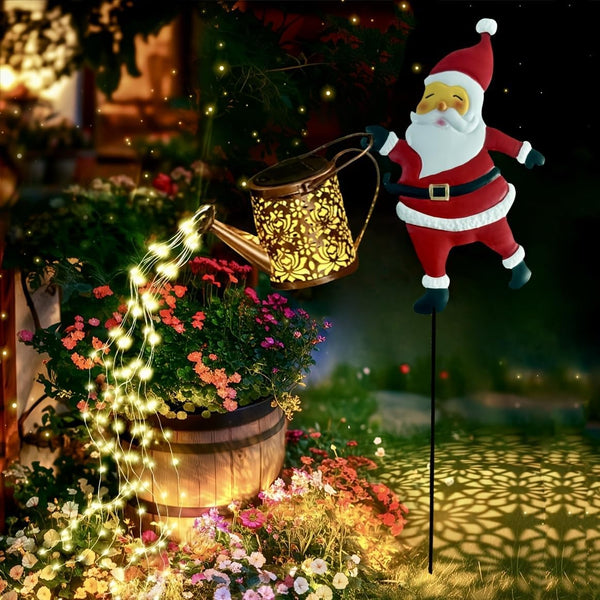 Christmas Santa Solar Kettle Lights Garden Lawn Decorative Lights, Garden Lawn Decorative Santa Claus Kettle Ground Lamp, Christmas Solar Kettle Lights Courtyard, Pond, Walkway (A)