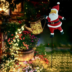 Christmas Santa Solar Kettle Lights Garden Lawn Decorative Lights, Garden Lawn Decorative Santa Claus Kettle Ground Lamp, Christmas Solar Kettle Lights Courtyard, Pond, Walkway (A)