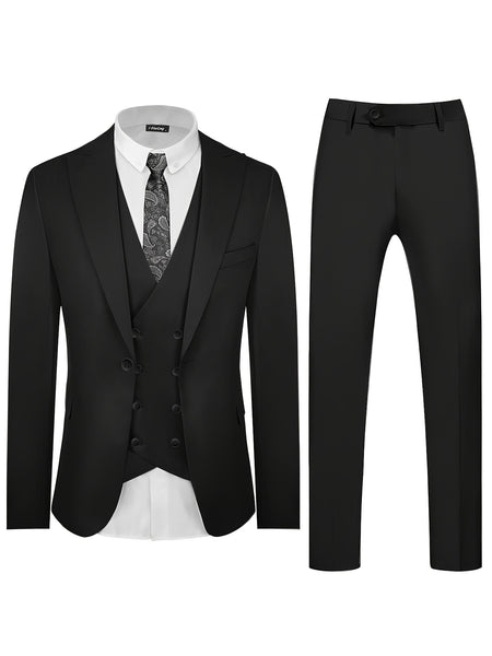 Fashion Men's Leisure Boutique Slim Fit Light Business Suit Set, Wedding Ball Dress Jacket + Vest + Pants 3pcs Suit.