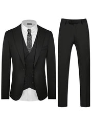 Fashion Men's Leisure Boutique Slim Fit Light Business Suit Set, Wedding Ball Dress Jacket + Vest + Pants 3pcs Suit.
