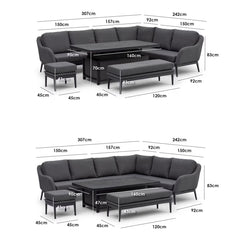 Harbour Lifestyle Luna Corner Patio Set with Rising Table (Right or Left Hand) + Cover