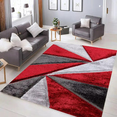 Luxury Soft Shaggy Area Rug – Modern Non-Shedding Geometric Triangles Design, High-Pile Plush Living Room Carpets, Large Thick Rug for Bedroom, Kitchen, Lounge & Home Décor – Contemporary Floor Rug & Mats