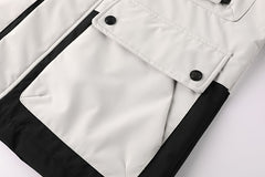 Men's Fashion New Jacket Men's Spring Autumn Thin Casual Multi-Pocket Outdoor High Quality Jacket Coat Men Detachable Hood Outdoor Trendy Design Waist Double Pocket Jacket
