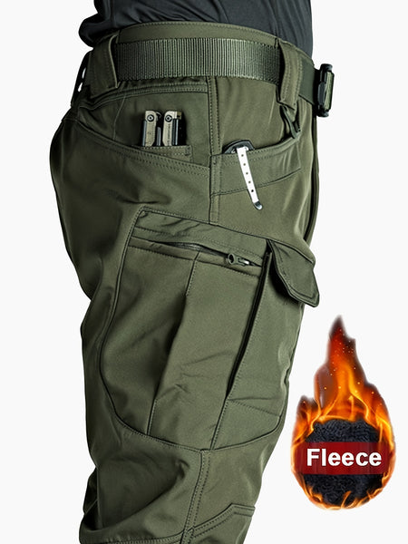 Lined Tactical Cargo Pants | Thickened, Fleece Multi-Pocket Design, Windproof, Stretch Fabric, Perfect for Winter Outdoor Activities, No Belt
