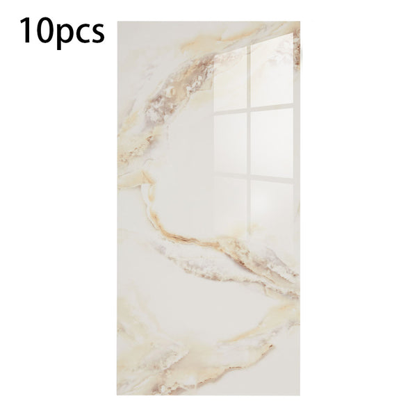 10pcs 3D Marble Wall Tiles Wallpaper, PVC Peel & Stick, Self-Adhesive Wall Stickers Wall Stickers, Golden/Grey Marble Pattern - Home Decoration Wall Stickers, Easy to Clean And Cut, Suitable for Renovation of Bathrooms, Living Rooms, Kitchens, Bedrooms