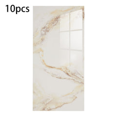 10pcs 3D Marble Wall Tiles Wallpaper, PVC Peel & Stick, Self-Adhesive Wall Stickers Wall Stickers, Golden/Grey Marble Pattern - Home Decoration Wall Stickers, Easy to Clean And Cut, Suitable for Renovation of Bathrooms, Living Rooms, Kitchens, Bedrooms