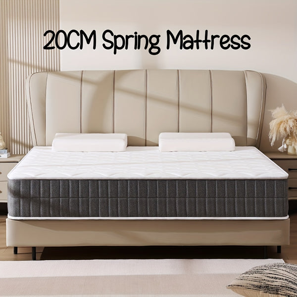 Single/Small Double/Double/King 20cm/25cm Comfortable Mattress, Rhombus White, Medium Firm Mattress 7 Layerss, No-Noise Innerspring Pocket Springs, Suitable for Bedroom, Breathable, Relaxing, Bedroom Furniture, Christmas Decorations Mattress In A Box