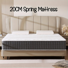 Single/Small Double/Double/King 20cm/25cm Comfortable Mattress, Rhombus White, Medium Firm Mattress 7 Layerss, No-Noise Innerspring Pocket Springs, Suitable for Bedroom, Breathable, Relaxing, Bedroom Furniture, Christmas Decorations Mattress In A Box
