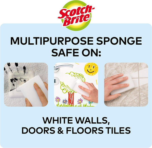 Scotch-Brite Magic Easy Eraser Sponge, Melamine Cleaner, Value Pack of 12 Pads - Removes Stains from Walls, Shoes, Sinks & More without Chemicals, White