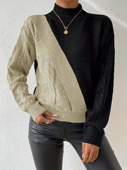 Women'S Sweater - & Color Block, Stand Collar Long Sleeve Pullover, Fall/Winter Layering Essential for Everyday & Formal Outfits, Cute Sweaters