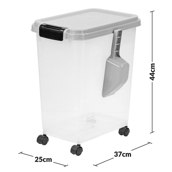 Taylor & Brown 20 Litre Airtight Pet Food Storage Container With Plastic Measuring Scoop Treats For Pet Dog Cat Animal Dry Food Dispenser With Casters