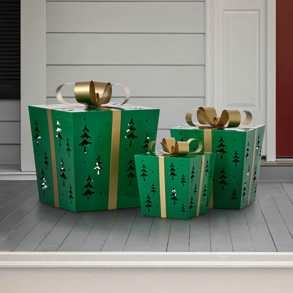 Metal Gift Boxes with LED Lights – Set of 3