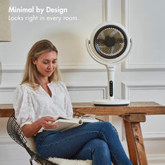 Aircraft LUME MIDI Ultra Quiet Air Circulator Table Fan with Remote & Dimmable Backlight in Stone White