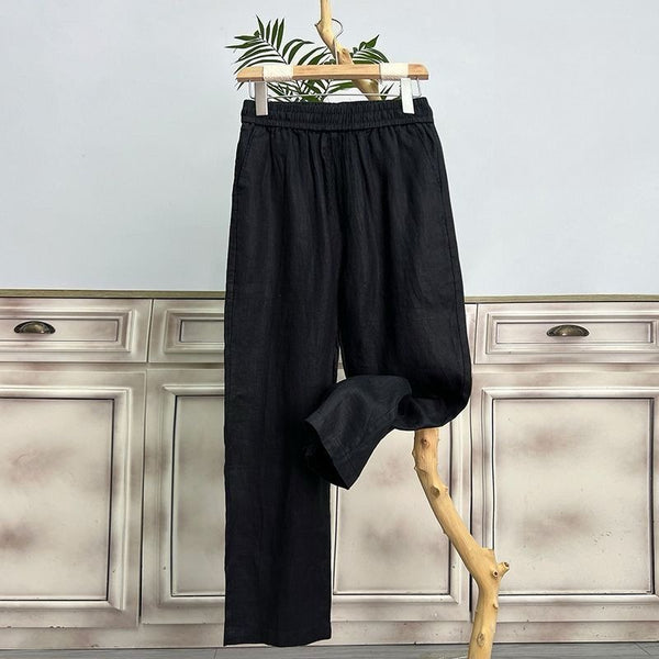 Women's Comfortable Straight-leg Pants - Lightweight Summer Casual Trousers, Wide-leg, Loose-fit, Breathable Straight-leg Pants