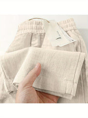 Pure Linen Wide-leg Pants for Women in Summer 2025, Straight Casual Long Pants, Fashionable and Versatile, Loose and Thin Style