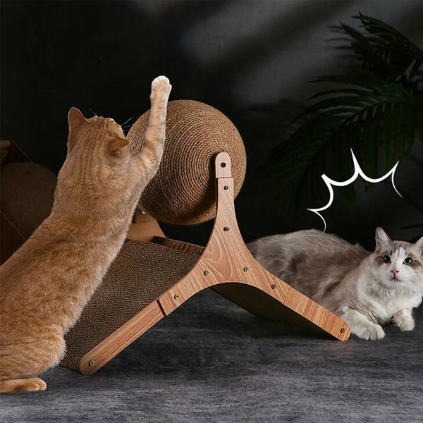 Cat Scratching Ball Toy, Sisal Cat Scratching Ball with Ferris Wheel Base, Tall Interactive Play Sphere with Cat Scratching Pad, Standalone Cat Entertainment Center, Interactive Rotating Design for Indoor Play & Claw Training, Ideal for Living Room & Bedr