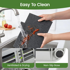 Index Chopping Board Set of 4 Color Coded Plastic Cutting Boards with Storage Stand Non-Slip Non-Porous Kitchen Boards for Meat Fish Vegetables Bread Dishwasher Safe