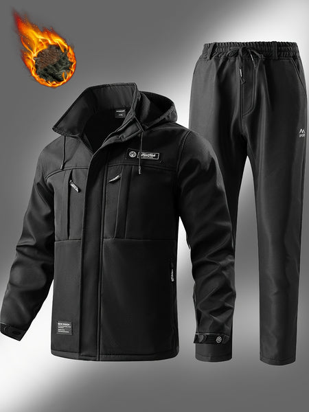 Men's -Lined Set: Jacket Outerwear, Casual, Warm, Windproof, Autumn/Winter Jacket, Composite Jacket Set for Tactical Outdoor Hiking