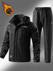 Men's -Lined Set: Jacket Outerwear, Casual, Warm, Windproof, Autumn/Winter Jacket, Composite Jacket Set for Tactical Outdoor Hiking