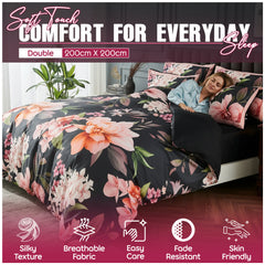 Floral Printed Duvet Cover Set | Soft Microfiber Bedding Lightweight Breathable Fabric with Wrinkle Resistant | Fade Resistant Finish Colour Safe Design Easy Care Quick Dry Construction | Available in Multiple Sizes with Matching Pillow Cases | Local Ware