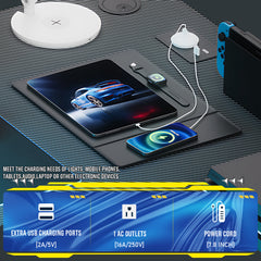 L Shaped Gaming Desk with Power Outlets Corner Computer Desk 110x80CM with Shelves Headphone Hook PC Table Workstation for Home Office Bedroom