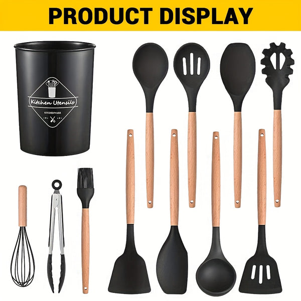 12 Silicone Kitchen Utensil Set, Non Stick Baking Cooking Utensils Cooking Spoon Tools