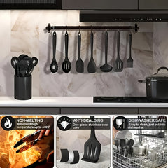 Silicone Kitchen Utensils Set | Heat Resistant And, Suitable For Non Stick Pans, Stainless Steel Cutting Tools, Small Kitchen Tools, Ideal Holiday Gift 17+2 Sets Of Food Grade Silicone Cooking Combinations