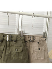 Women's High Waist Cargo Skort with Belt & Built-In Shorts - -Line Mini Skirt, Belted Waistband, Machine Washable Short Length Suitable for,, Casual Attire - Casual Streetwear Outfits