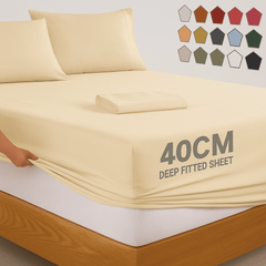 40 CM Extra Deep Fitted Sheets Single Double King Super King Size Bedsheets