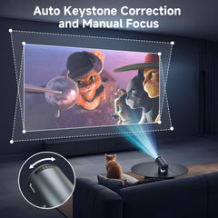 Mini Projector, Polocsh Projector Wifi6 and BT5.2, Portable Projektor 4K Support with Android 11.0, 180° Rotatable, Auto Keystone, 130″ Display and 50% Zoom,Outdoor Projector 2025 Upgrade, Steelgrey