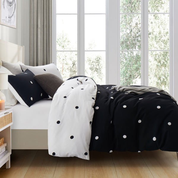 3pcs Polka Dot Printed Duvet Cover Set, Reversible Soft Breathable Microfiber, All-Season, Machine Washable, Includes Pillowcases for Bedroom, Guest Room, Dorm
