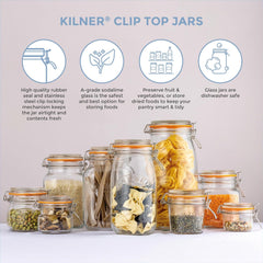 Kilner Clip Top Jar 1.5 Litre (1500 Ml) Airtight Glass Storage Jar for Preserving Fruits Vegetables Coffee Tea Rice Flour Nuts Pasta