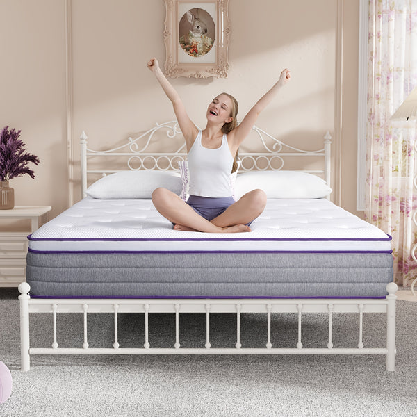 22cm&25cm Memory Foam Hybrid Mattress, No-Noise Innerspring & Pocket Springs For Cooling Comfort, Single, Small Double, Double, King Sizes, Mattress In A Box