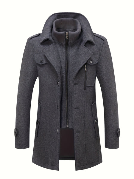 (Pearson OBM) Fall Winter Men'S Business Tweed Coat Fashion Double-Lapel Tweed Men'S Jacket