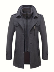 (Pearson OBM) Fall Winter Men'S Business Tweed Coat Fashion Double-Lapel Tweed Men'S Jacket