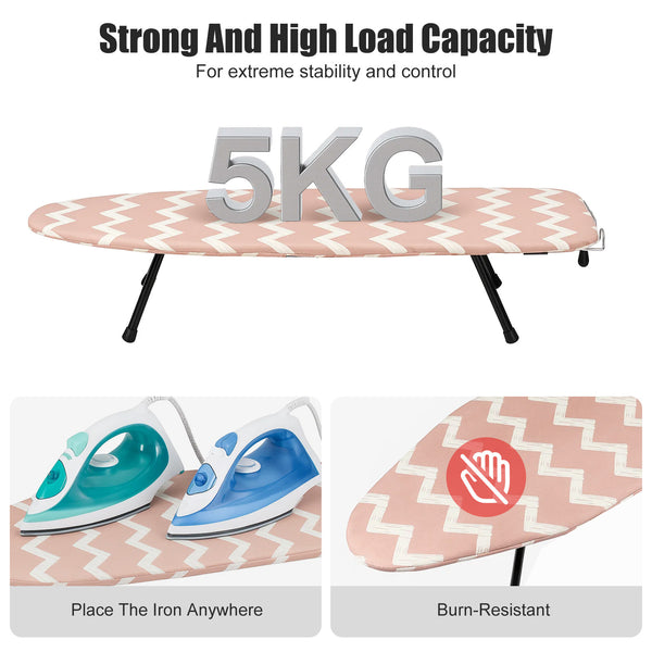 Ironing Board Foldable Mini Ironing Board Tabletop Ironing Board Foldable Portable Design with Built-in Iron Rest, Non-Slip Legs, Lightweight for Small Spaces, Dorms, Apartments