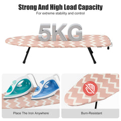 Ironing Board Foldable Mini Ironing Board Tabletop Ironing Board Foldable Portable Design with Built-in Iron Rest, Non-Slip Legs, Lightweight for Small Spaces, Dorms, Apartments