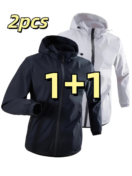 Windproof Detachable Hooded Jacket Korean Style Loose Fashion Handsome Casual Men's Top