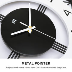Wall Clock Metal Clock [35*35CM] Modern Silent Non-Ticking Black Clock Skeleton Design for Living Room, Bedroom, Office (Excluding Battery)