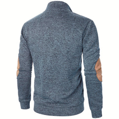 Men'S Long-Sleeve Casual Knit Shirt with a Stand Collar for Autumn And Winter, Suitable for Golf And Camping, Sold in a Set of Three
