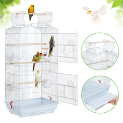 Costoffs Bird Cage Open Top Metal Birdcage with Tray, Feeders, Double-Door, 104.5cm Height