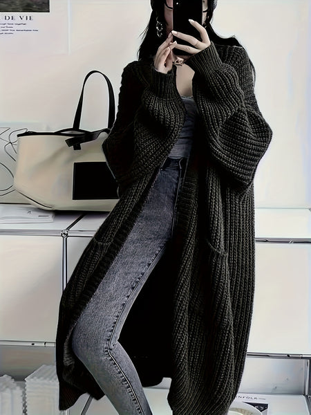 Women'S Y2K Cardigan - Long Flowy Open Front Sweater with Pockets, All-Season Layering Piece for Casual & Formal Outfits