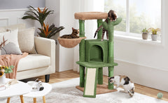 Costoffs Cat Tree, 107cm Cactus Cat Tree, Cat Furniture with Natural Sisal, Cactus Cat Tower with Platform, Condo, Basket, Scratching Posts, Board & Hanging Ball, Cat Furniture for Small/Medium Cats