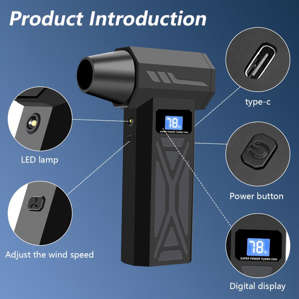 150000 RPM High Speed Violent Turbo Fan High Power Car Dust Blower Multifunctional Portable Violent Camping Fan Handheld Outdoor Camping Hair Dryer, Brushless Motor Turbofan Violent Fan High Speed Turbo Fan, Dust Buster