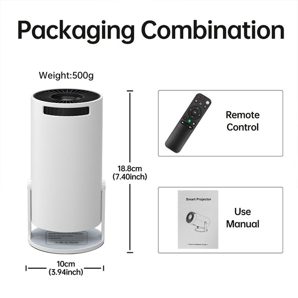 HD Wireless Portable Projector Mini Home Native resolution 1280x720 HD 720p Theater Projectors 180 Degree Rotation With Dual Wifi Built-in Android 11.0 OS