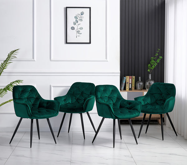 Contemporary Upholstered Velvet Dining Chairs Featuring Armrests, Suitable for Kitchens, Leisure Lounges, Living Rooms, Bedrooms, And Reception Areas