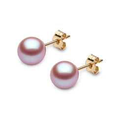 6.5-7Mm Cultured Freshwater Pink Pearl Stud Earrings, 18Ct Yellow Gold